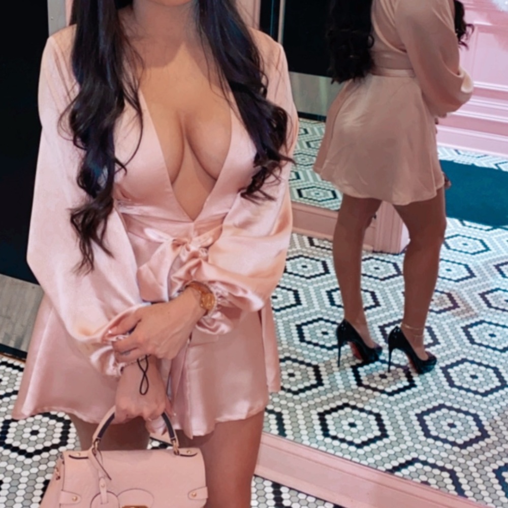 Pink silk romper